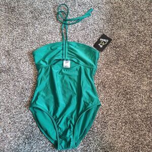 Art Class Girls Teal Green One Piece Swimsuit Size L (10/12) Halter